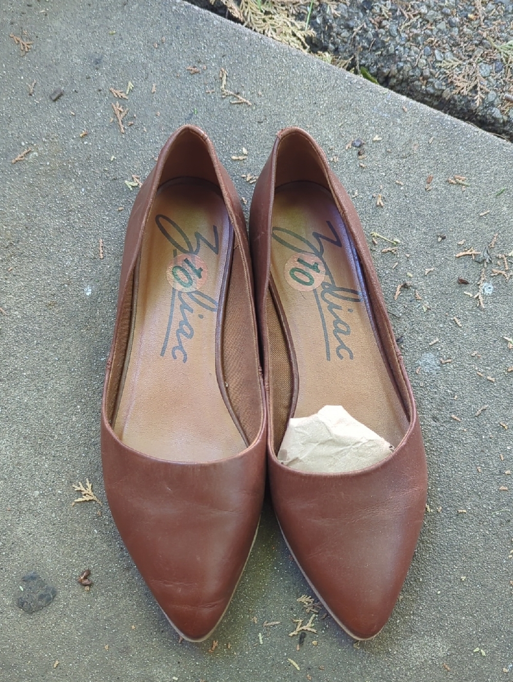 Zodiac women’s Brown leather Pointed Toe Slip-On Flats casual sz 10 - Picture 4 of 8